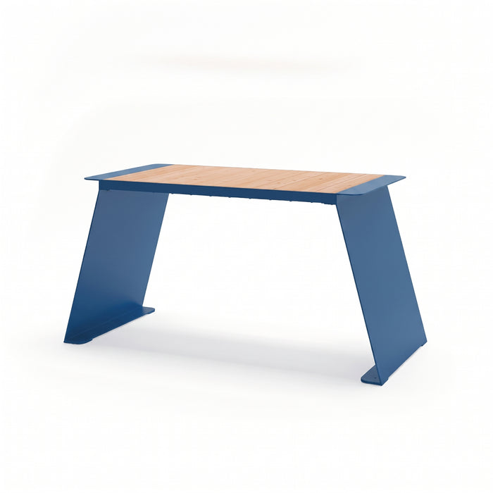 Gewerbefabrik Tisch Erlstedt Holz Outdoor Stadtmobiliar Blau RAL 5005