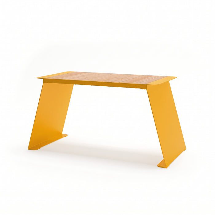 Gewerbefabrik Tisch Erlstedt Holz Outdoor Stadtmobiliar Gelb RAL 1028