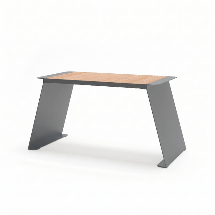 Gewerbefabrik Tisch Erlstedt Holz Outdoor Stadtmobiliar Grau RAL 7011