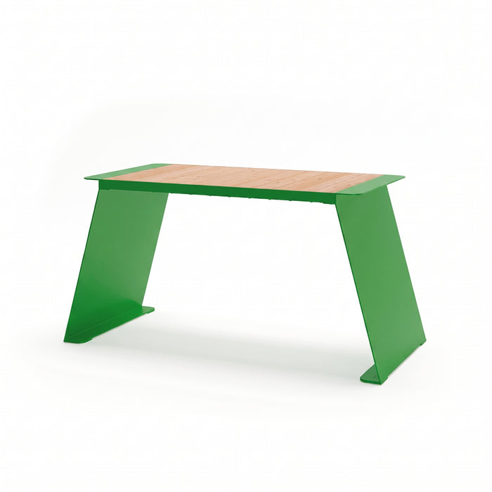 Gewerbefabrik Tisch Erlstedt Holz Outdoor Stadtmobiliar Grün RAL 6018