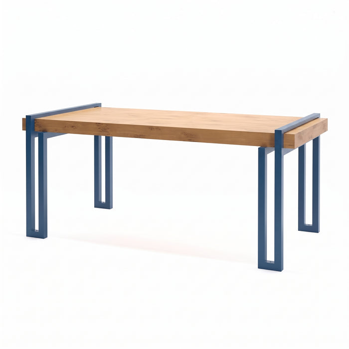 Gewerbefabrik Tisch Herrstein Holz Outdoor Stadtmobiliar Blau RAL 5005