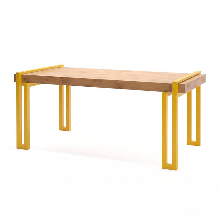 Gewerbefabrik Tisch Herrstein Holz Outdoor Stadtmobiliar Gelb RAL 1028