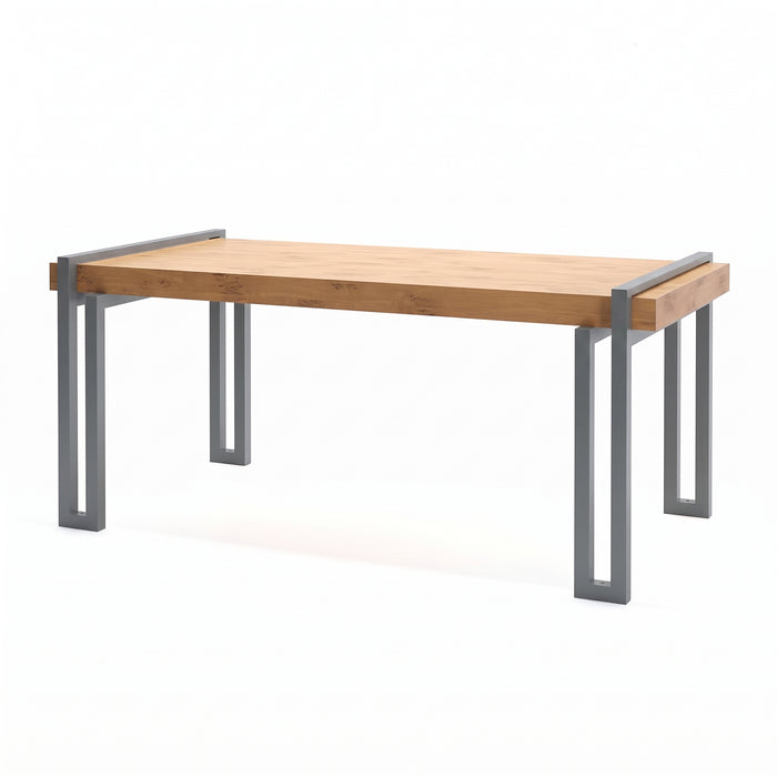 Gewerbefabrik Tisch Herrstein Holz Outdoor Stadtmobiliar Grau RAL 7011