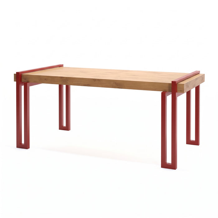 Gewerbefabrik Tisch Herrstein Holz Outdoor Stadtmobiliar Rot RAL 3001
