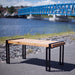 Gewerbefabrik Tisch Herrstein Holz Outdoor Stadtmobiliar Schwarz RAL 9017 Szene