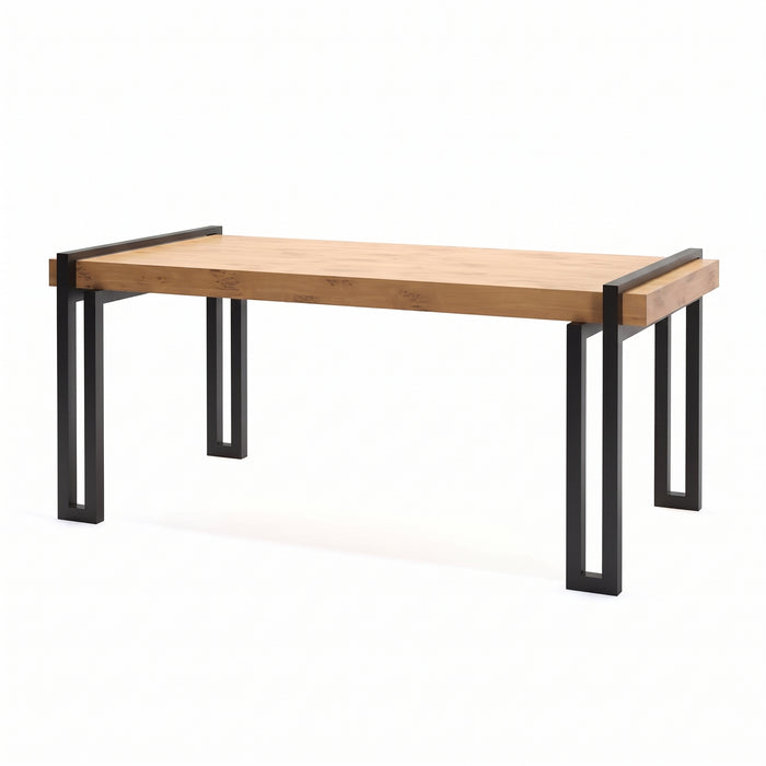 Gewerbefabrik Tisch Herrstein Holz Outdoor Stadtmobiliar Schwarz RAL 9017