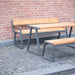 Gewerbefabrik Tisch Kirsbach Holz Outdoor Stadtmobiliar Grau RAL 7011 Sitzgruppe