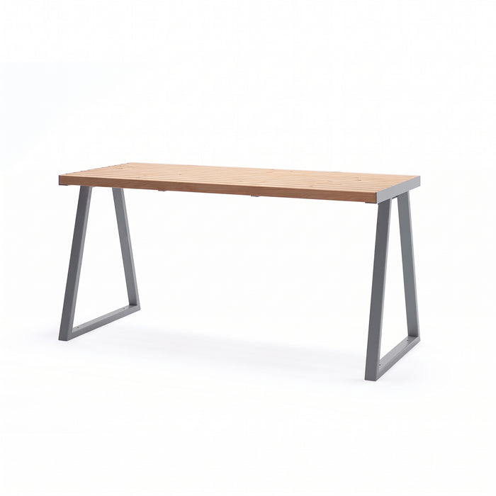 Gewerbefabrik Tisch Kirsbach Holz Outdoor Stadtmobiliar Grau RAL 7011