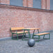 Gewerbefabrik Tisch Kirsbach Holz Outdoor Stadtmobiliar Grün RAL 6018 Hof