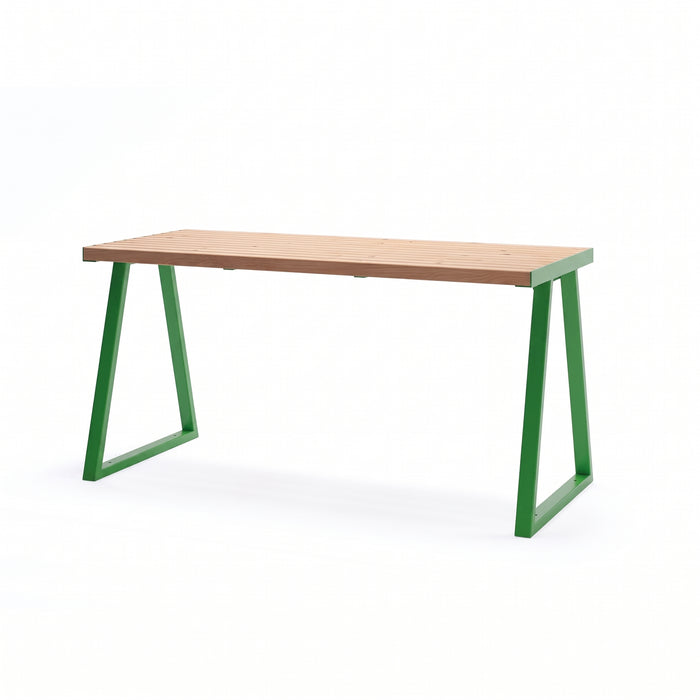 Gewerbefabrik Tisch Kirsbach Holz Outdoor Stadtmobiliar Grün RAL 6018