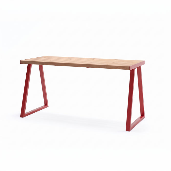 Gewerbefabrik Tisch Kirsbach Holz Outdoor Stadtmobiliar Rot RAL 3001