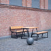 Gewerbefabrik Tisch Kirsbach Holz Outdoor Stadtmobiliar Schwarz RAL 9017 Hof
