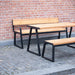 Gewerbefabrik Tisch Kirsbach Holz Outdoor Stadtmobiliar Schwarz RAL 9017 Sitzgruppe