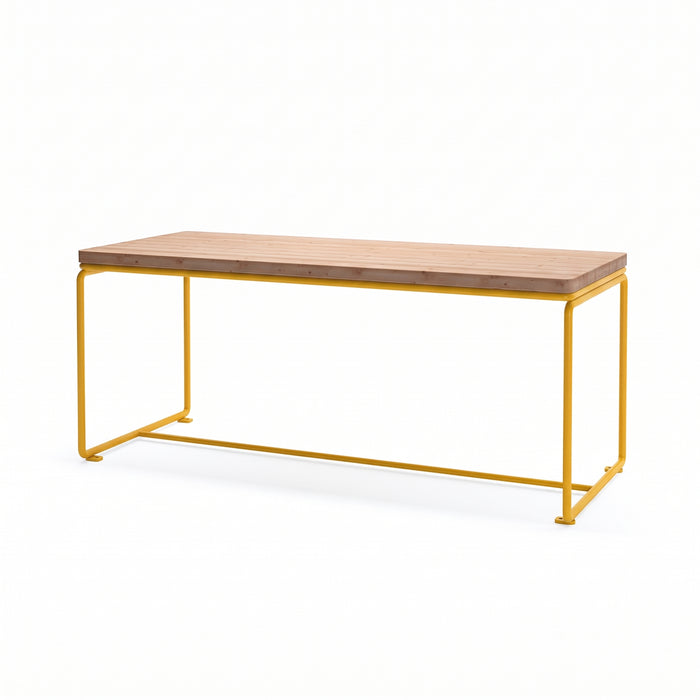 Gewerbefabrik Tisch Lengenwang Holz Outdoor Stadtmobiliar Gelb RAL 1028