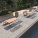 Gewerbefabrik Tisch Lengenwang Holz Outdoor Stadtmobiliar Grau RAL 7011 Sitzgruppe