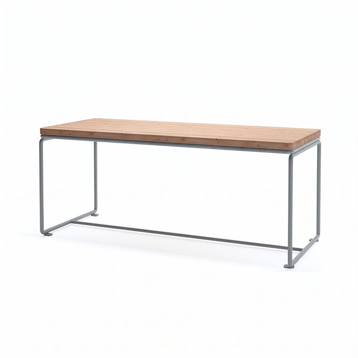 Gewerbefabrik Tisch Lengenwang Holz Outdoor Stadtmobiliar Grau RAL 7011