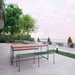 Gewerbefabrik Tisch Lengenwang Holz Outdoor Stadtmobiliar Grün RAL 6018 Szene