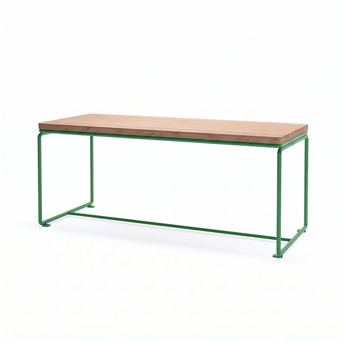 Gewerbefabrik Tisch Lengenwang Holz Outdoor Stadtmobiliar Grün RAL 6018