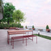 Gewerbefabrik Tisch Lengenwang Holz Outdoor Stadtmobiliar Rot RAL 3001 Szene