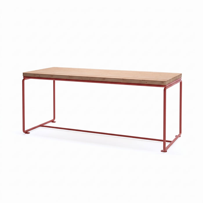 Gewerbefabrik Tisch Lengenwang Holz Outdoor Stadtmobiliar Rot RAL 3001