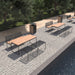 Gewerbefabrik Tisch Lengenwang Holz Outdoor Stadtmobiliar Schwarz RAL 9017 Sitzgruppe