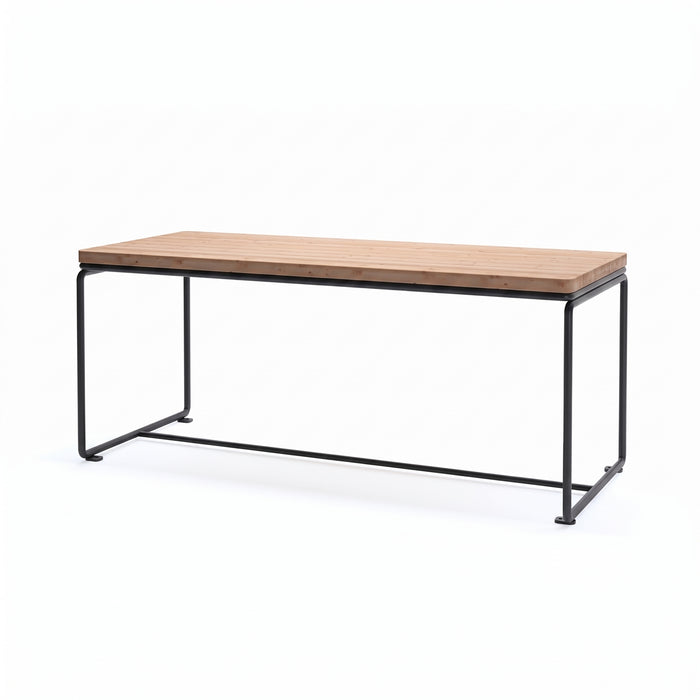Gewerbefabrik Tisch Lengenwang Holz Outdoor Stadtmobiliar Schwarz RAL 9017