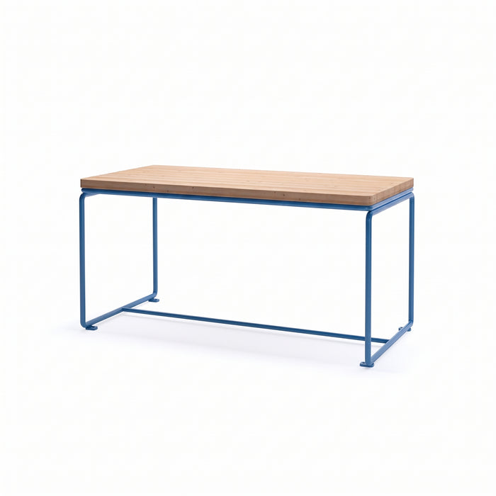 Gewerbefabrik Tisch Lenglern Holz Outdoor Stadtmobiliar Blau RAL 5005