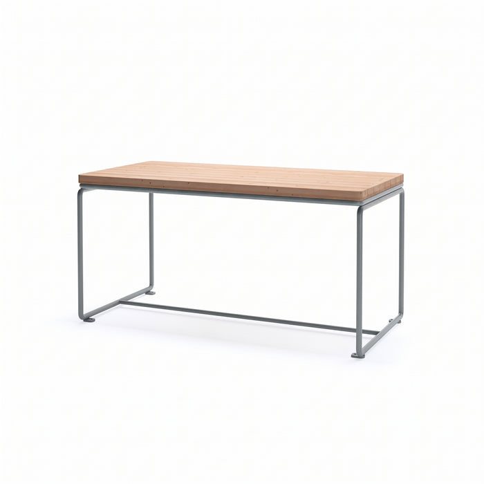 Gewerbefabrik Tisch Lenglern Holz Outdoor Stadtmobiliar Grau RAL 7011