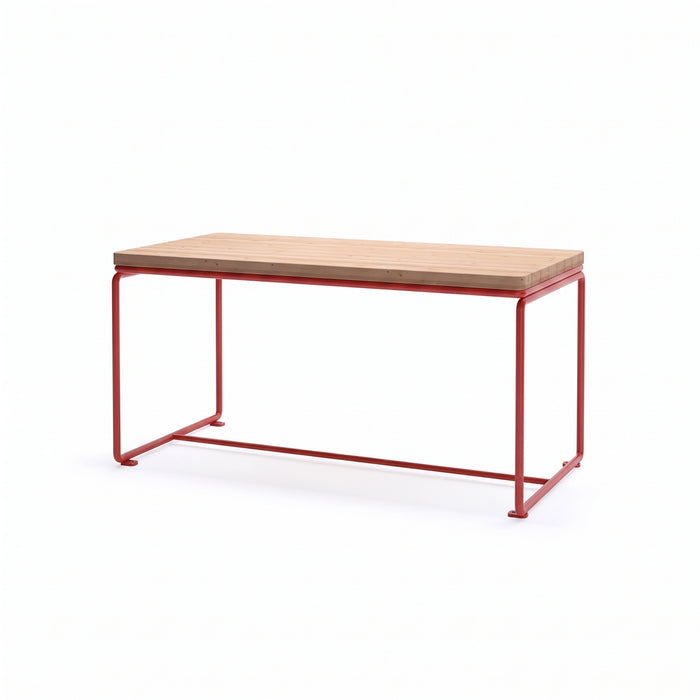 Gewerbefabrik Tisch Lenglern Holz Outdoor Stadtmobiliar Rot RAL 3001