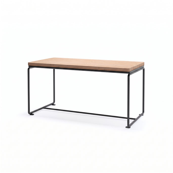Gewerbefabrik Tisch Lenglern Holz Outdoor Stadtmobiliar Schwarz RAL 9017