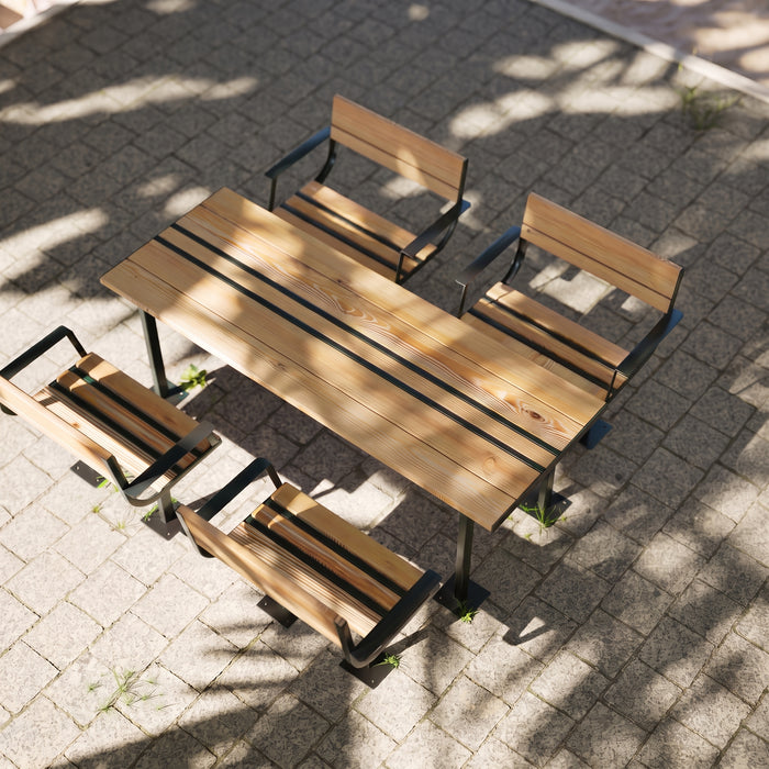 Gewerbefabrik Tisch Neubeckum Outdoor Stadtmobiliar Schwarz RAL 9017 Szene