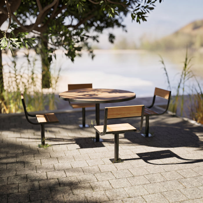 Gewerbefabrik Tisch Neubois Outdoor Stadtmobiliar Schwarz RAL 9017 Szene