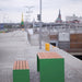Gewerbefabrik Tisch Ottenhofen Holz Outdoor Stadtmobiliar Grün RAL 6018 Sitzgruppe