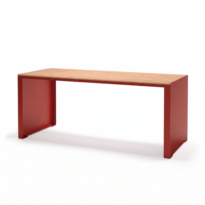 Gewerbefabrik Tisch Ottenhofen Holz Outdoor Stadtmobiliar Rot RAL 3001