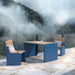 Gewerbefabrik Tisch Otting Holz Outdoor Stadtmobiliar Blau RAL 5005 Szene