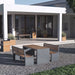Gewerbefabrik Tisch Otting Holz Outdoor Stadtmobiliar Grau RAL 7011 Sitzgruppe