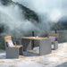 Gewerbefabrik Tisch Otting Holz Outdoor Stadtmobiliar Grau RAL 7011 Szene