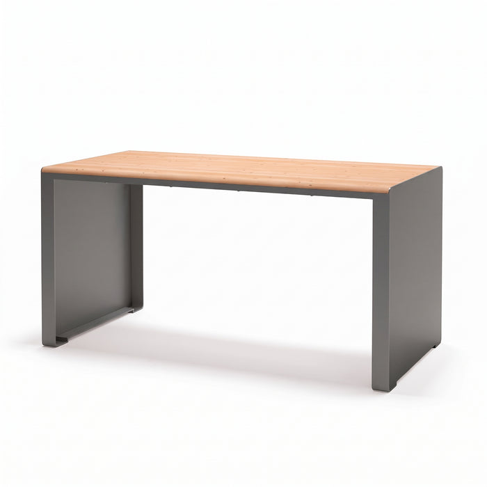 Gewerbefabrik Tisch Otting Holz Outdoor Stadtmobiliar Grau RAL 7011