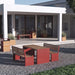 Gewerbefabrik Tisch Otting Holz Outdoor Stadtmobiliar Rot RAL 3001 Sitzgruppe