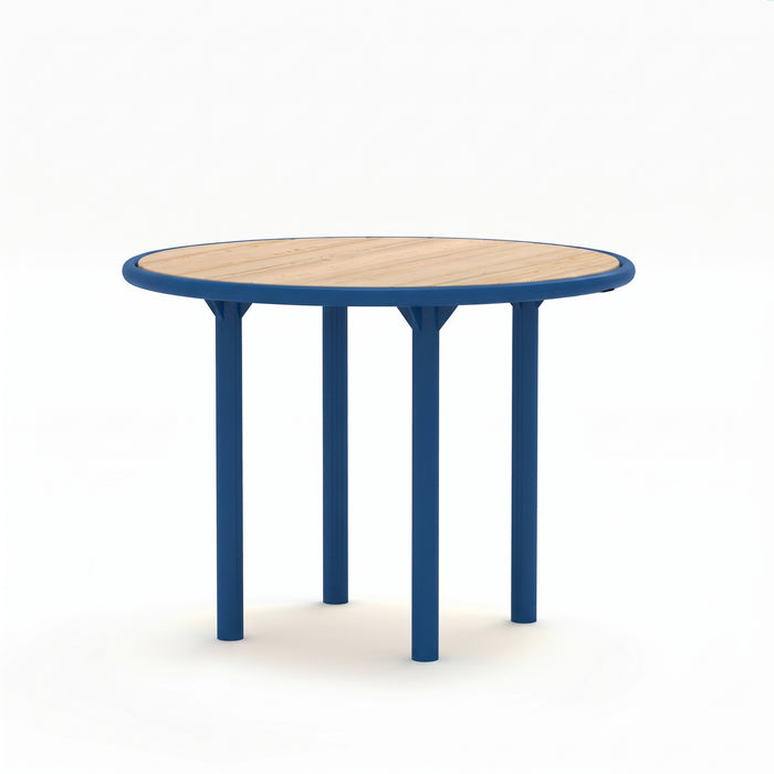 Gewerbefabrik Tisch Rodenberg Holz Outdoor Stadtmobiliar Blau RAL 5005