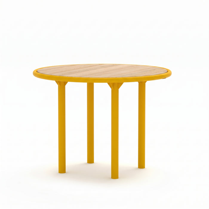 Gewerbefabrik Tisch Rodenberg Holz Outdoor Stadtmobiliar Gelb RAL 1028