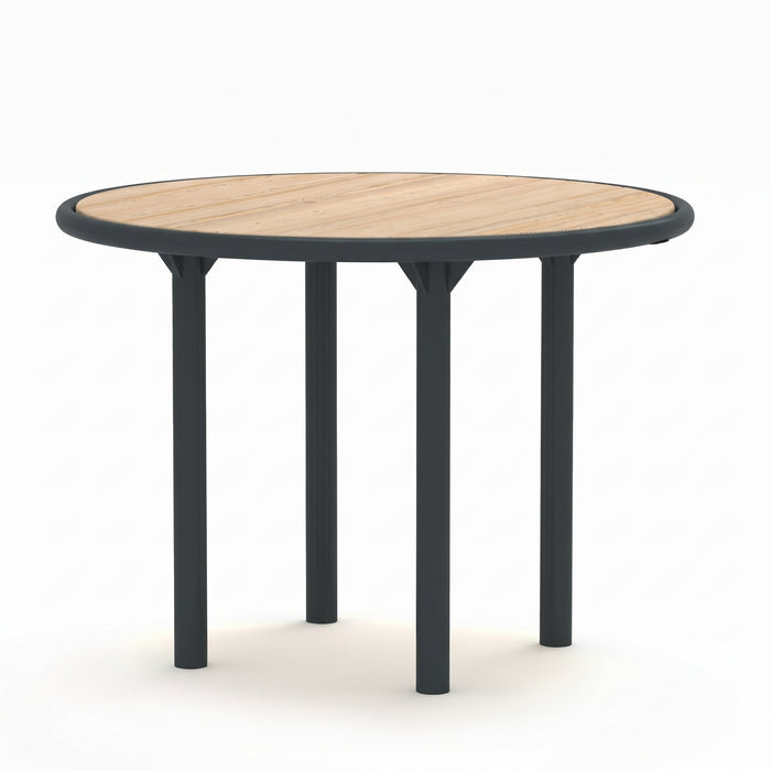 Gewerbefabrik Tisch Rodenberg Holz Outdoor Stadtmobiliar Grau RAL 7011