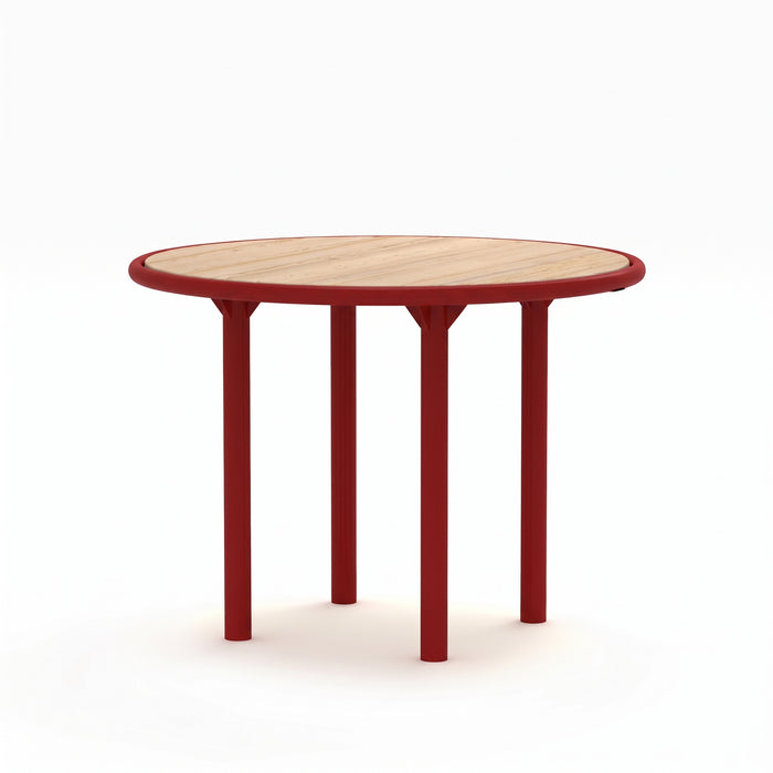 Gewerbefabrik Tisch Rodenberg Holz Outdoor Stadtmobiliar Rot RAL 3001