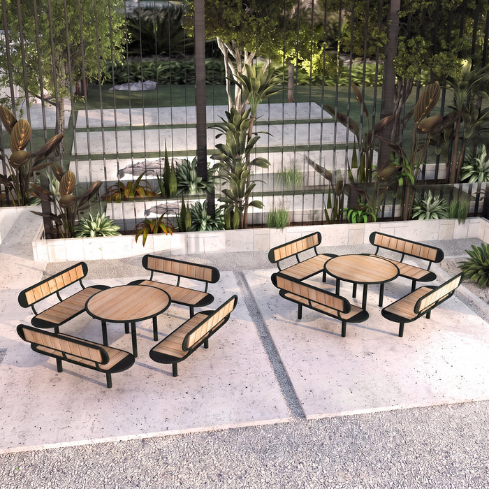 Gewerbefabrik Tisch Rodenberg Holz Outdoor Stadtmobiliar Schwarz RAL 9017 Szene