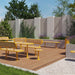 Gewerbefabrik Tisch Roderath Holz Outdoor Stadtmobiliar Gelb RAL 1028 Sitzgruppe