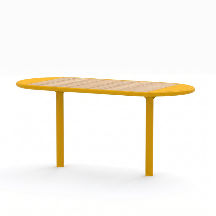 Gewerbefabrik Tisch Roderath Holz Outdoor Stadtmobiliar Gelb RAL 1028