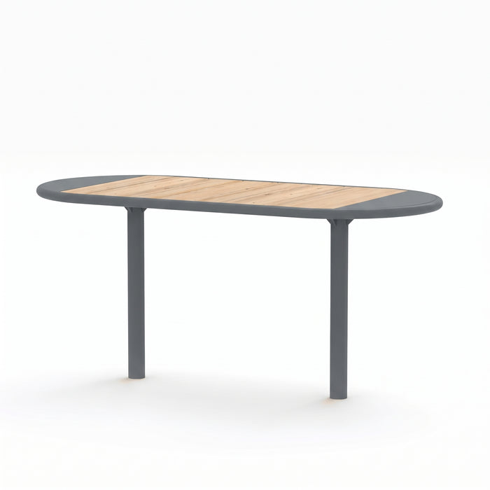 Gewerbefabrik Tisch Roderath Holz Outdoor Stadtmobiliar Grau RAL 7011
