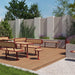 Gewerbefabrik Tisch Roderath Holz Outdoor Stadtmobiliar Rot RAL 3001 Sitzgruppe