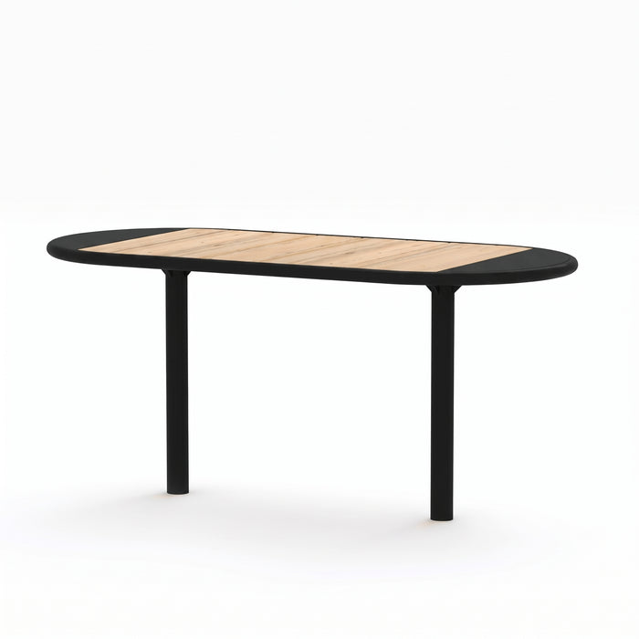 Gewerbefabrik Tisch Roderath Holz Outdoor Stadtmobiliar Schwarz RAL 9017