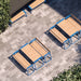 Gewerbefabrik Tisch Rottleben Holz Outdoor Stadtmobiliar Blau RAL 5005 Sitzgruppe